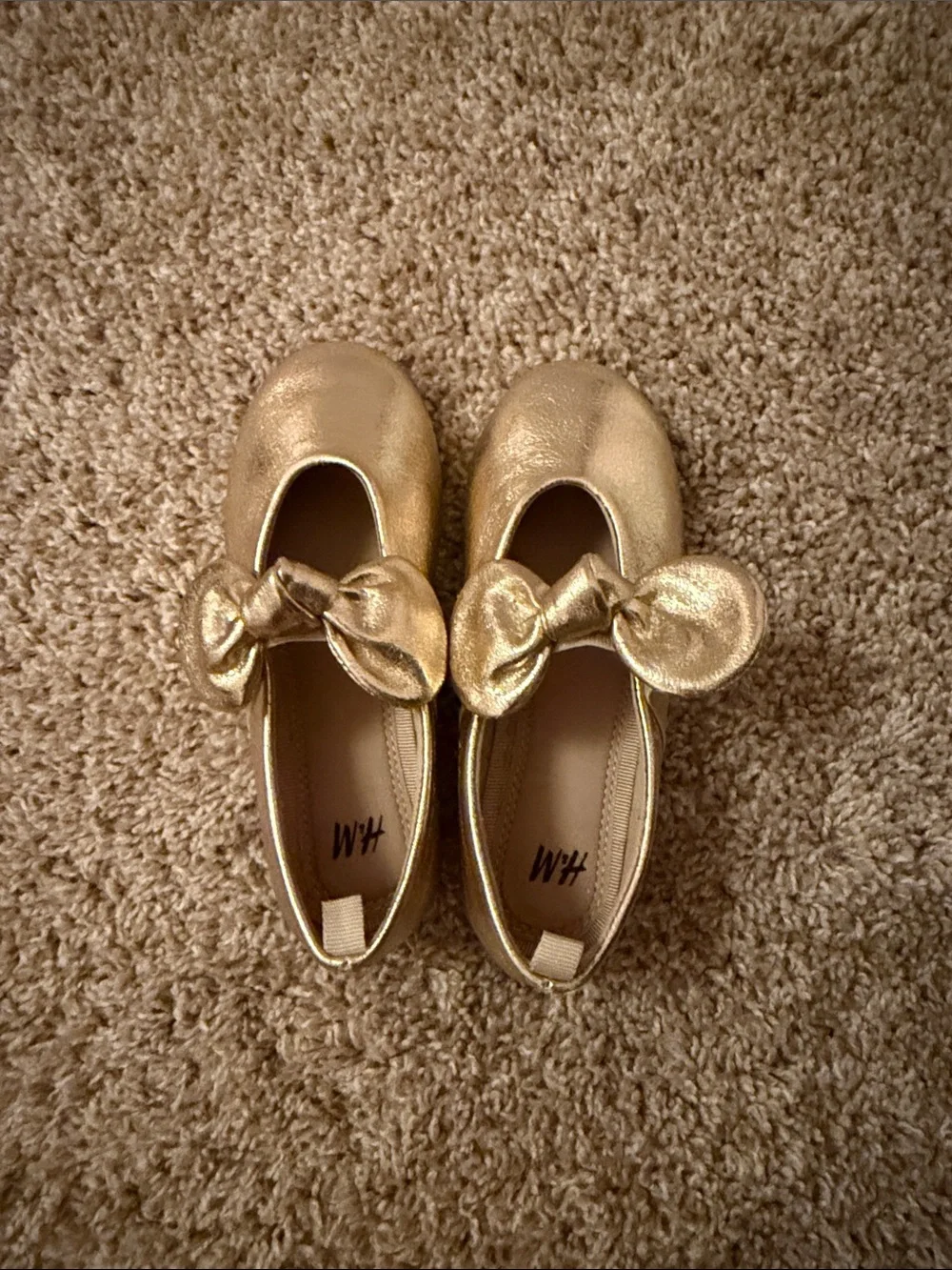 H&M Girls Metallic Gold Bow Ballet Flats